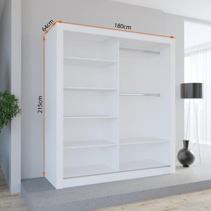 Dallas Gold Mirrored Sliding Door Wardrobe, Modern Bedroom Storage with LED Option