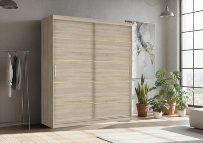 LEXISS GOLD Sliding Door Wardrobe – Modern Bedroom Storage & Closet Organizer