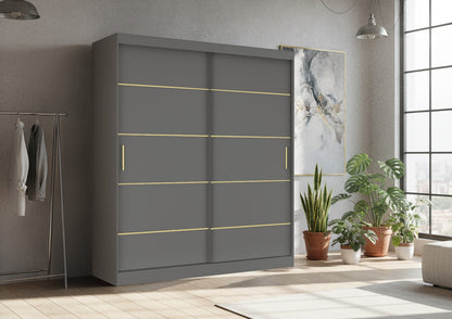 LEXISS GOLD Sliding Door Wardrobe – Modern Bedroom Storage & Closet Organizer