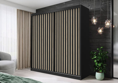 FHI Wales Modern Sliding Door Wardrobe – Space-Saving Bedroom Storage with Shelves & Hanging Rail