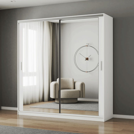 Dubai Sliding Mirrored Doors Wardrobe – Modern Double & Triple Door Closet (100cm–250cm)