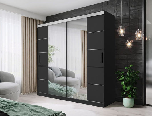 DALLAS Mirrored Sliding Door Wardrobe – Modern Bedroom Storage | LED Option