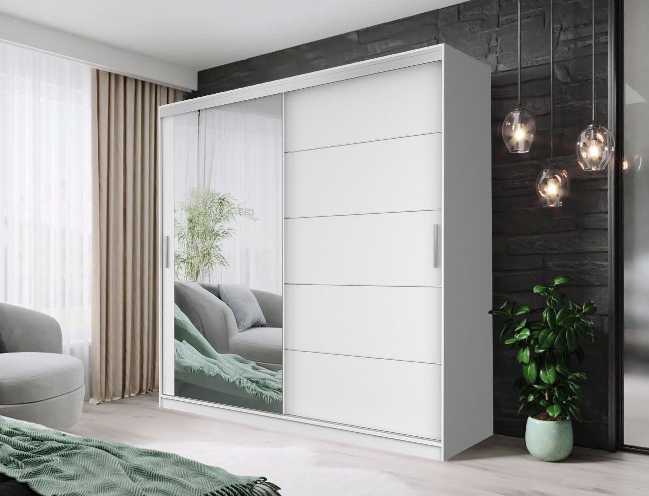 IBIZA Modern Sliding Door Wardrobe with Mirror | Bedroom Storage Cabinet – Space-Saving & Stylish