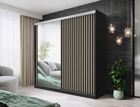 Kingston Modern Sliding Door Wardrobe with Mirror | Bedroom Storage Cabinet