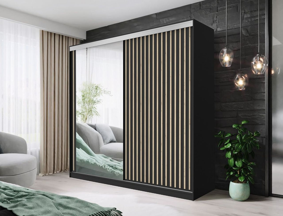 Kingston Tokyo Modern Sliding Door Wardrobe with Mirror | Bedroom Storage Cabinet