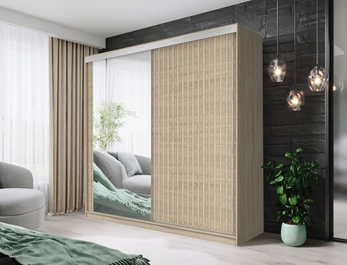 Kingston Tokyo Modern Sliding Door Wardrobe with Mirror | Bedroom Storage Cabinet